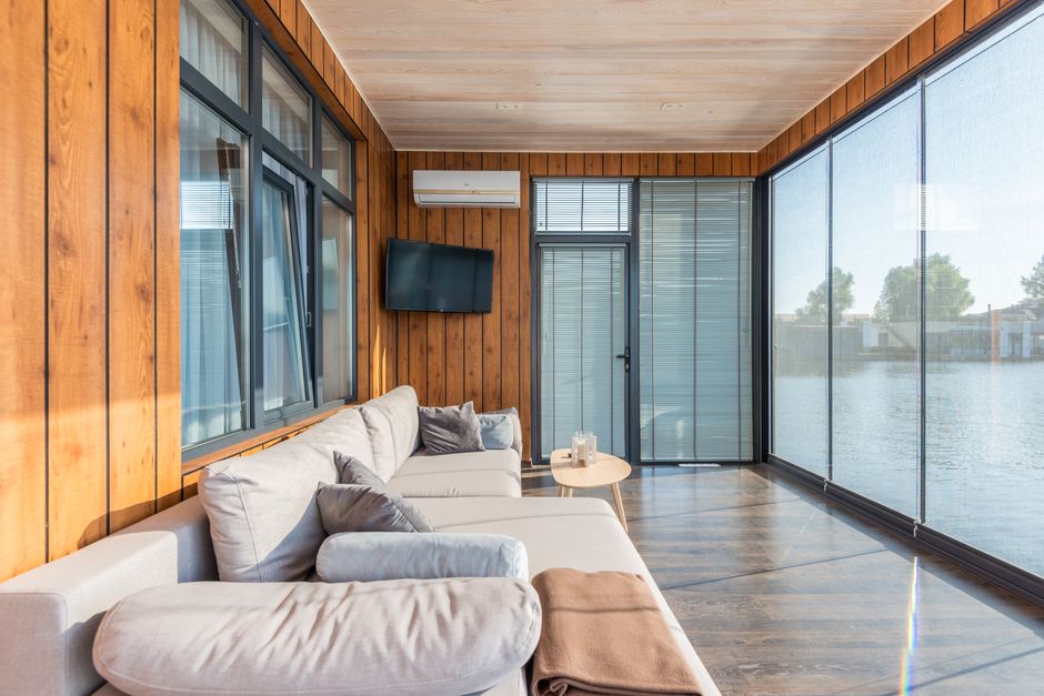 Professional window installation resulting in a bright sunny living room